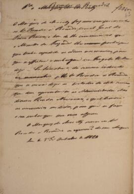 Minuta de nota diplomática assinada por João Carlos Augusto de Oyenhausen-Gravenburg (1776-1838),...