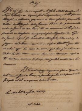 Minuta de nota diplomática escrita em nome de José Joaquim Carneiro de Campos (1768-1836) para Je...