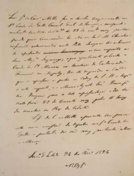 Minuta de nota diplomática enviado em nome de Luiz José de Carvalho e Mello (1764-1826), Ministro...