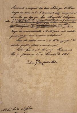 Minuta de nota diplomática enviado em nome de Luiz José de Carvalho e Mello (1764-1826), Ministro...