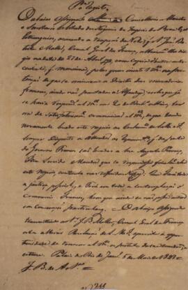 Minuta de nota diplomática escrita em nome de José Bonifácio de Andrada e Silva (1763-1838), Mini...