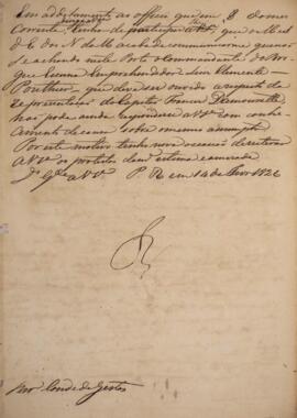 Minuta de nota diplomática enviada para Jacques-Marie Aymard (s.d.-1837), Cônsul-geral e encarreg...