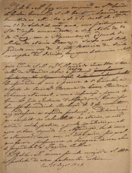 Minuta de nota diplomática enviado em nome de Luiz José de Carvalho e Mello (1764-1826), Ministro...