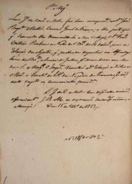 Minuta de nota diplomática escrita em nome de Luiz José de Carvalho e Mello (1764-1826) para Jean...