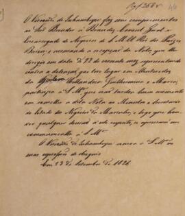 Minuta de nota diplomática assinada por Antônio Luiz Pereira da Cunha (1760-1837), Visconde de In...