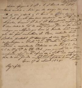 Minuta de nota diplomática enviada em nome de Luiz José de Carvalho e Mello (1764-1826), Ministro...