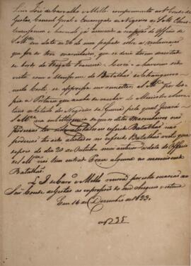 Minuta de nota diplomática enviado no nome de Luiz José de Carvalho e Mello (1764-1826), Ministro...