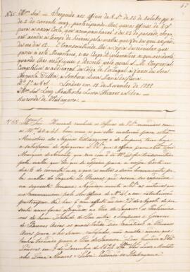 Cópia de ofício enviado por  Manuel Rodrigues Gameiro Pessoa (s.d. – 1846), Visconde de Itabaiana...