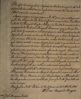 Despacho n.4 enviado por Francisco Carneiro de Campos (1765-1842), para José Marques Lisboa (1807...
