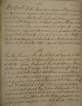 Cópia de nota diplomática enviada por Duarte da Ponte Ribeiro (1795-1878), Barão da Ponte Ribeiro...
