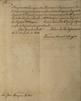 Ofício n.8 enviado por Francisco Carneiro de Campos (1765-1842), para José Marques Lisboa (1807-1...