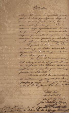 Nota diplomática datada de 26 de janeiro de 1825 em que José Delavart y Rincón comunica a Luiz Jo...