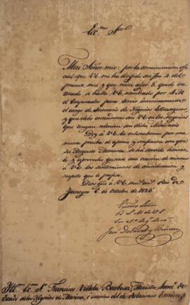 Nota diplomática datada de 6 de outubro de 1825 em que José Delavart y Rincón comunica a Francisc...