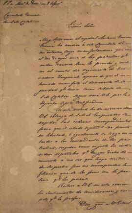 Nota diplomática datada de 8 de janeiro de 1824 em que José Delavart y Rincón comunica a Luiz Jos...