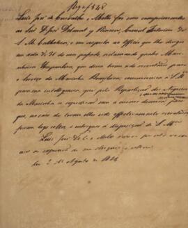 Minuta de nota diplomática produzida por Luiz José de Carvalho e Mello (1764-1826), Visconde de C...