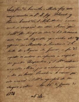 Minuta de nota diplomática produzida por Luiz José de Carvalho e Mello (1764-1826), Visconde de C...