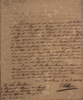 Nota diplomática original, datada de 24 de julho de 1829, enviada por E. M. A. Martini, encarrega...