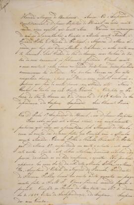 Cópia de carta de D. Pedro I para Felisberto Caldeira Brant Pontes de Oliveira Horta (1772-1841),...