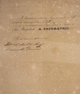 Despacho dirigido a Antônio de Menezes Vasconcellos de Drummond (1794-1865), com data de 11 de ja...