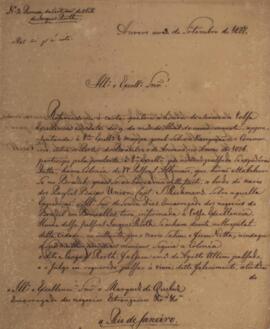 Ofício original, datado de 3 de setembro de 1827, enviado por João de Charro para João Severiano ...