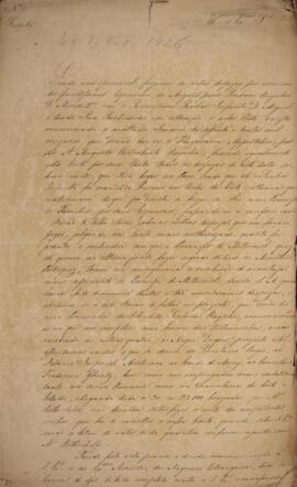 Ofício original, datado de 30 de outubro de 1826, enviado por Antônio Teles da Silva Caminha e Me...