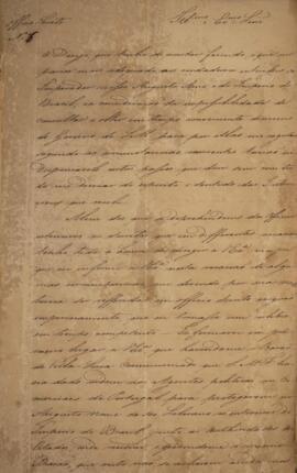 Ofício original, datado de 7 de janeiro de 1826, enviado por Antônio Teles da Silva Caminha e Men...