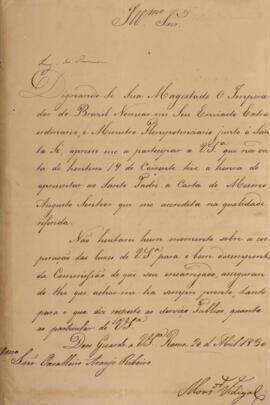 Aviso original enviado por Francisco Corrêa Vidigal (s.d-1838) para José de Araújo Ribeiro (1800-...