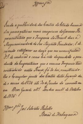 Despacho original enviado por Manuel Rodrigues Gameiro Pessoa (s.d.-1846), Barão de Itabayana, pa...