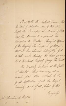 Nota diplomática, datada do dia 28 de junho de 1830, de George Hamilton-Gordon (1784-1860), 4° Co...