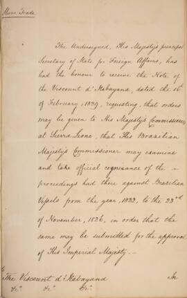 Nota diplomática datada do dia 23 de março de 1829, de George Hamilton-Gordon (1784-1860), 4° Con...