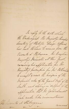 Nota diplomática datada do dia 5 dezembro de 1829, de George Hamilton-Gordon (1784-1860), 4° Cond...