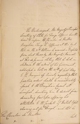 Nota diplomática datada do dia 29 de agosto de 1829, de George Hamilton-Gordon (1784-1860), 4° Co...