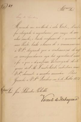 Despacho original enviado por Manuel Rodrigues Gameiro Pessoa (s.d.-1846), Visconde de Itabayana,...