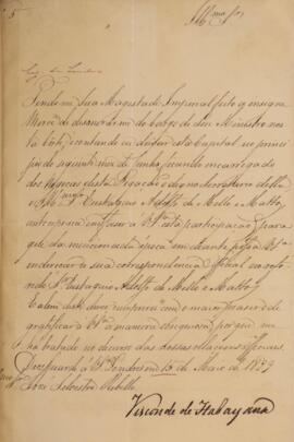 Despacho original enviado por Manuel Rodrigues Gameiro Pessoa (s.d.-1846), Visconde de Itabayana,...