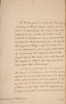 Nota diplomática datada do dia 24 de março de 1829, de George Hamilton-Gordon (1784-1860), 4° Con...