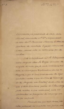 Ofício nº 9 datado de 18 de fevereiro de 1831 em que Antônio Teles da Silva Caminha e Meneses (17...