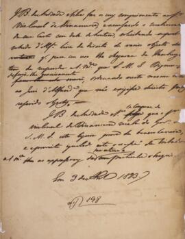 Minuta de despacho, datada de 3 de abril de 1823, escrita em nome de José Bonifácio de Andrada e ...