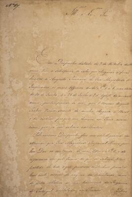 Ofício original recebido por Francisco Carneiro de Campos (1765-1842), com data de 20 de dezembro...