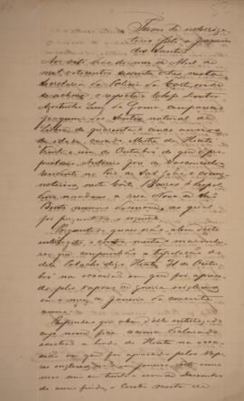 Depoimento original, com data de 8 de abril de 1863, contendo as perguntas e respostas presentes no “Termo de interrogatório” realizado pelo Dr. Agostinho Luiz da Fama à Joaquim dos Santos, mestre do iate “Trinta e Um de Outubro” – propriedade de Antônio José de Vasconcellos, que havia sido apreendido por um barco a vapor de guerra inglês em janeiro de 1863.