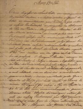 Ofício original datado do dia 4 de fevereiro de 1828, de autoria de Diogo Jorge Brito (1785-1830), endereçado a João Carlos Augusto de Oyenhausen-Gravenburg (1776-1838), Marquês de Aracati, informando-o do relatório das atividades do navio americano Brutus. É descrito o porto que o navio atracou seu carregamento e seu fim, queimado pelas embarcações no bloqueio no Rio da Prata.