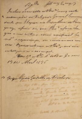 Minuta de despacho enviado para José Egídio Gordilho de Barbuda (1787-1830), Visconde de Camamu, ...