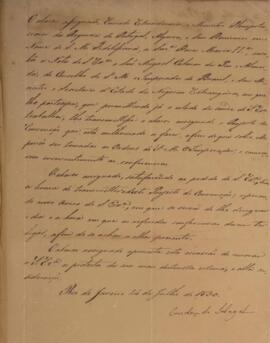 Nota diplomática enviada por Manuel de Assis de Mascarenhas (1805-1867), Conde de Sabugal, para M...