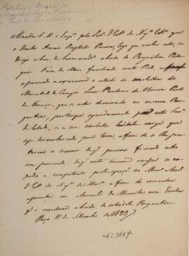 Minuta de despacho dirigida ao doutor Amaro Baptista Pereira, com data de 11 de setembro de 1823,...