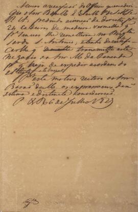 Minuta de ofício, com data de 6 de julho de 1829, para Wenzel Philipp Leopold (1784-1851), Barão ...