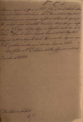 Minuta de despacho enviado para José Antônio da Costa, com data de 17 de dezembro de 1827, acusan...