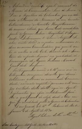 Cópia de despacho n.35 enviado por Miguel Calmon du Pin e Almeida (1794-1865), Marquês de Abrante...