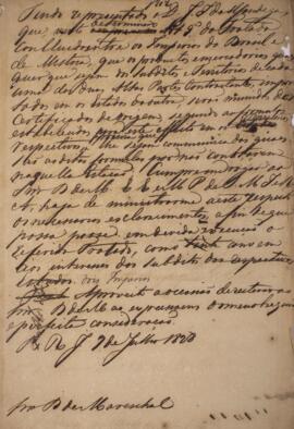 Minuta de ofício endereçado a Wenzel Philipp Leopold (1784-1851), Barão de Mareschal, com data de...