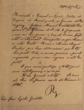 Minuta de despacho enviado para José Egídio Gordilho de Barbuda (1787-1830), Visconde de Camamu, ...