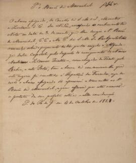 Minuta de ofício endereçado a Wenzel Philipp Leopold (1784-1851), Barão de Mareschal, com data de...