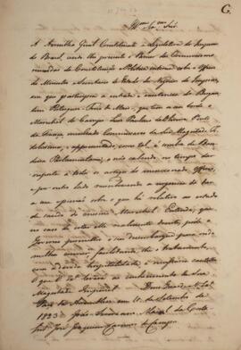 Minuta de aviso produzida por João Severiano Maciel da Costa (1769-1833), Marquês de Queluz, diri...